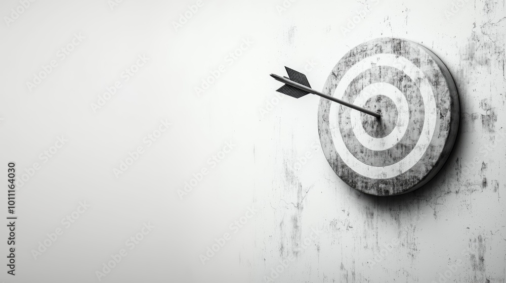Poster minimalist target icon with arrow representation