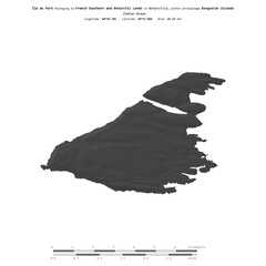 Ile du Port. French Southern and Antarctic Lands. Shape on white. Bilevel © zelwanka