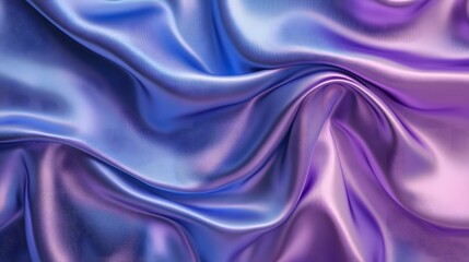 Fototapeta premium Blue and purple silk satin fabric background with wavy folds
