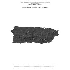 Puerto Rico Island. United States. Shape on white. Bilevel © zelwanka