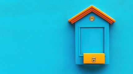 Colorful mailbox on a vibrant blue background, showcasing modern design and creativity.
