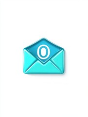 zero inbox day, Stylized blue email icon with letter O on a white isolated background.