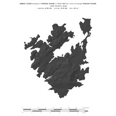 Weddell Island. Falkland Islands. Shape on white. Bilevel © zelwanka