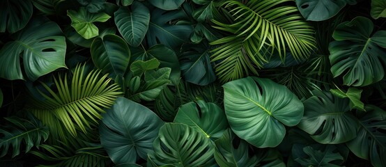 jungle green tropical forest top view dark background