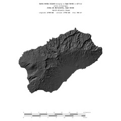 Santo Antao Island. Cape Verde. Shape on white. Bilevel © zelwanka