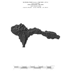 Sao Nicolau Island. Cape Verde. Shape on white. Bilevel © zelwanka