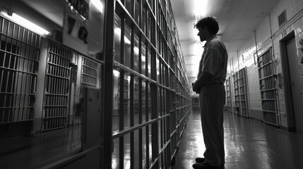 An inmate interacting with their family through a glass partition during visitation hours, highlighting the emotional connection and communication within the prison setting.