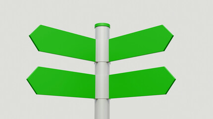 3d direction road sign isolated on white background. 3d way finding sign isolated on white background. Realistic street sign. Direction sign post with arrow. Signpost road direction.