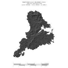 Stewart Island. New Zealand. Shape on white. Bilevel © zelwanka