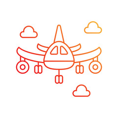 Airplane gradient icon with white background vector stock illustration
