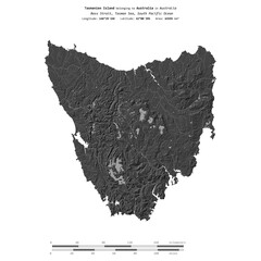 Tasmanien Island. Australia. Shape on white. Bilevel © zelwanka