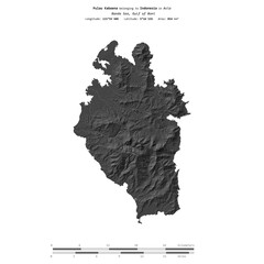 Pulau Kabaena. Indonesia. Shape on white. Bilevel © zelwanka