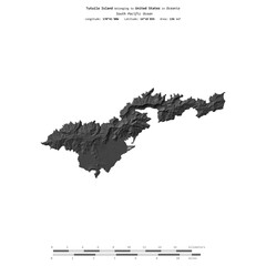 Tutuila Island. United States. Shape on white. Bilevel © zelwanka