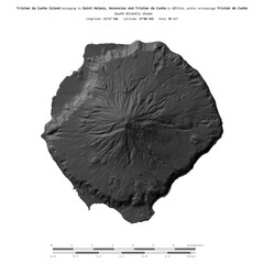 Tristan da Cunha Island. Saint Helena, Ascension and Tristan da Cunha. Shape on white. Bilevel © zelwanka