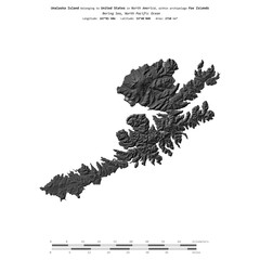 Unalaska Island. United States. Shape on white. Bilevel © zelwanka