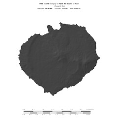 Unea Island. Papua New Guinea. Shape on white. Bilevel © zelwanka