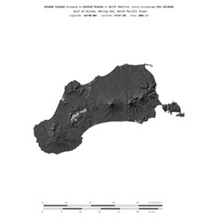 Unimak Island. United States. Shape on white. Bilevel © zelwanka