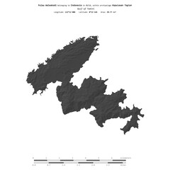 Pulau Waleakodi. Indonesia. Shape on white. Bilevel