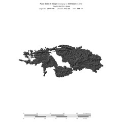 Pulau Isla de Waigeo. Indonesia. Shape on white. Bilevel © zelwanka