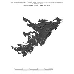 West Falkland Island. Falkland Islands. Shape on white. Bilevel © zelwanka