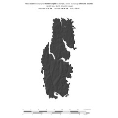 Yell Island. United Kingdom. Shape on white. Bilevel © zelwanka