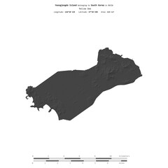Yeongjongdo Island. South Korea. Shape on white. Bilevel © zelwanka