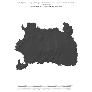 Isla Zapatera. Nicaragua. Shape on white. Bilevel