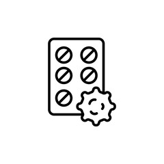 Cancer medicine outline icons, minimalist vector illustration ,simple transparent graphic element .Isolated on white background