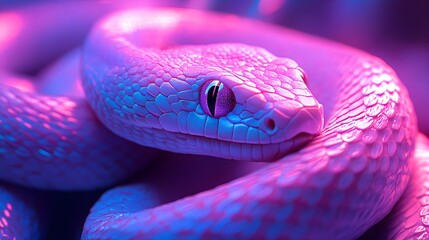 Obraz premium Realistic Neon Light Snake Image Featuring Electric Colors and Detail