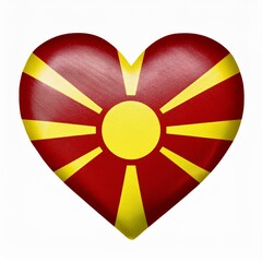 Obraz premium 北マケドニアの国旗のハート(Heart of North Macedonia flag on white.) 