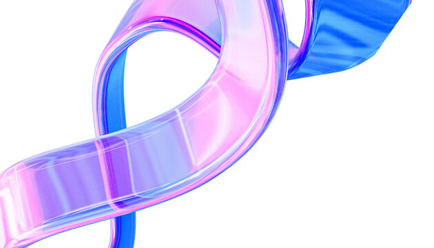 3D Abstract fluid holographic iridescent wave with a glass-like hologram pattern and smooth curves. 