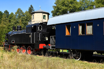 Naklejka premium Old locomotive in a state of rest, Białowieża, Poland