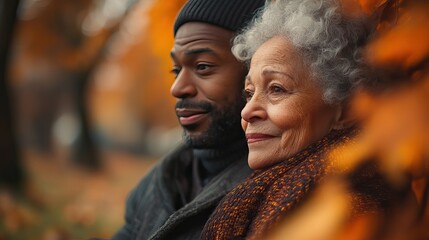 Obraz premium adult man ,senior woman spending quality time together