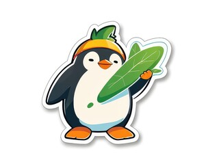 Fototapeta premium penguin with cream and scarf,penguin on a white background vector