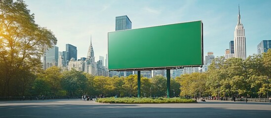 Blank Billboard in City Park