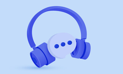 3d icon blue hotline support service headphones call new idea realistic design vector