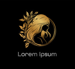 Obraz premium illustration in the form of a logo with a portrait of a beautiful girl.