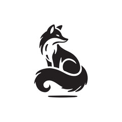 Fox Silhouette Sitting Gracefully fox