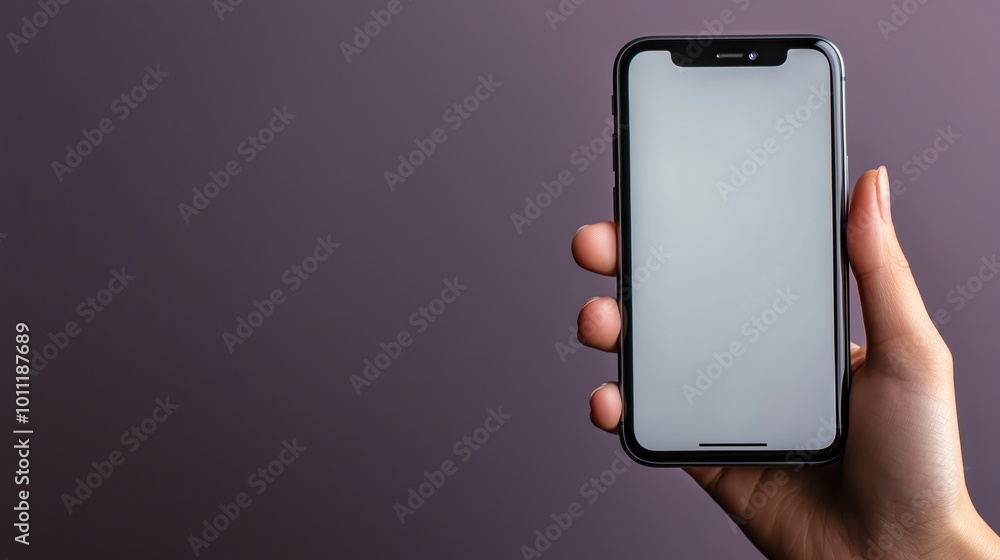 Poster smartphone displaying simple content in hand