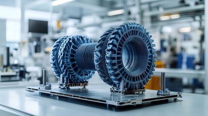 Obraz premium rapid prototyping concept the accelerated process of creating scale models or assemblies using 3d printing ,cad designs efficiency in modern design ,manufacturing processes generative ai