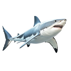 Naklejka premium Realistic great white shark in motion on transparent background