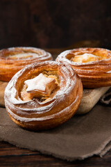 Traditional Christmas mince pies with dried fruits. English festive dessert.