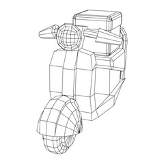 Delivery scooter for lifestyle design courier. Business express delivery concept. Wireframe low poly mesh vector illustration