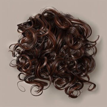 recommend clip art: Character Hair. 3D Rendering of Beautiful Curly Brown Hair Isolated on Black Background