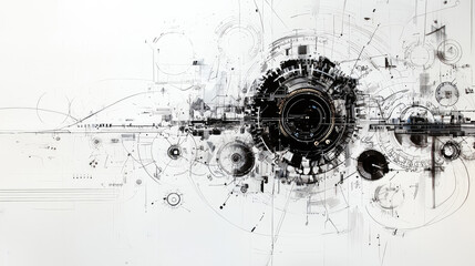 Obraz premium Technology doodles background