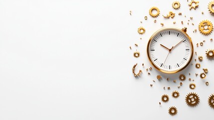 Minimalist Illustration of a Broken Watch with Gears