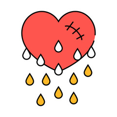 blooding heart line icon vector. blooding heart sign. isolated symbol illustration