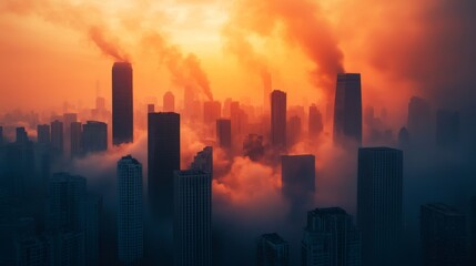 Fototapeta premium Boiling Clouds Over Deserted City at Dusk