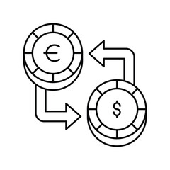 Exchanging Money line icon with white background vector stock illustration