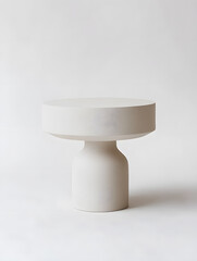 3d simple white round podium isolated on white background. Stage for product presentation mock up.	
